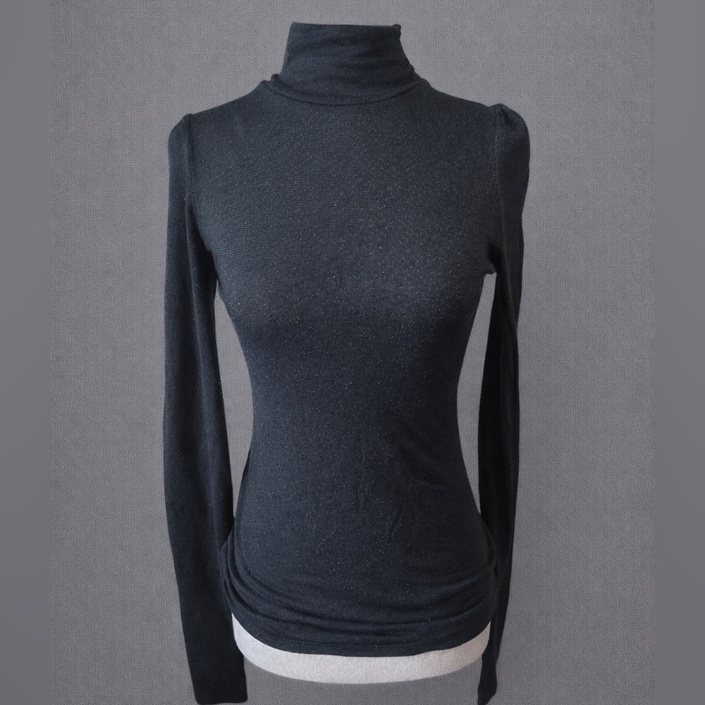 Project social sz small green sparkly see through turtle neck